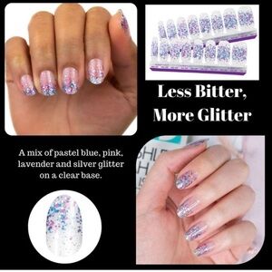 Color Street Blue and Pink Press-On Nails Glitter Effect